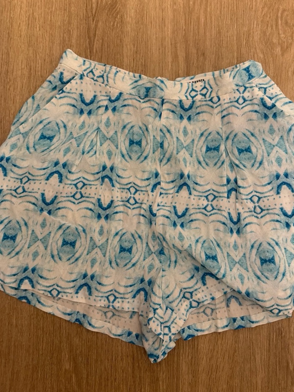 BB Dakota White and Blue Printed High-Waist Shorts